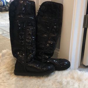 Ugg black sequin Bailey Button over the knee boots